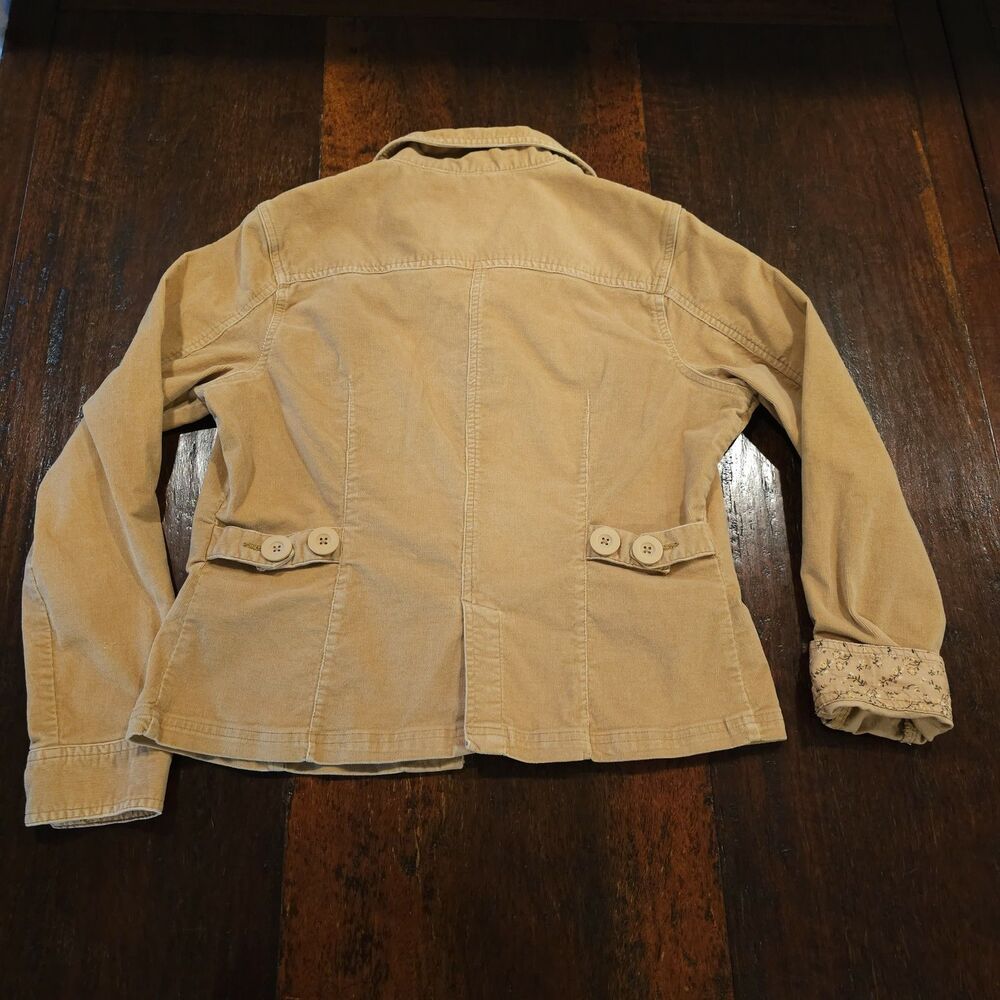 y2k twee corduroy jacket XL tan utility pockets oversized buttons cargo 2010s - Picture 8 of 9